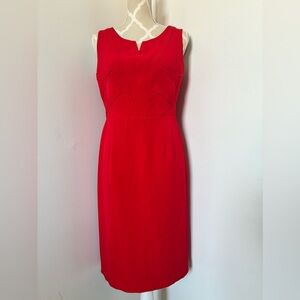 JONES NEW YORK | Classic Red Sleeveless Midi Sheath Dress - Size 6